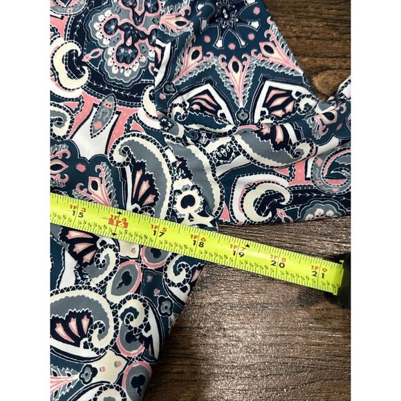 NWT ELIZA J BLUE PINK PAISLEY MOSAIC 3/4 SLEEVE STRETCH JERSEY SHIFT DRESS 14 - Picture 11 of 16